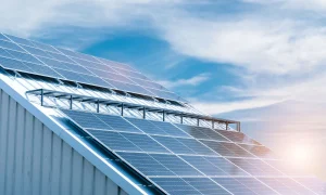 solar panels installed on modern shed roof
